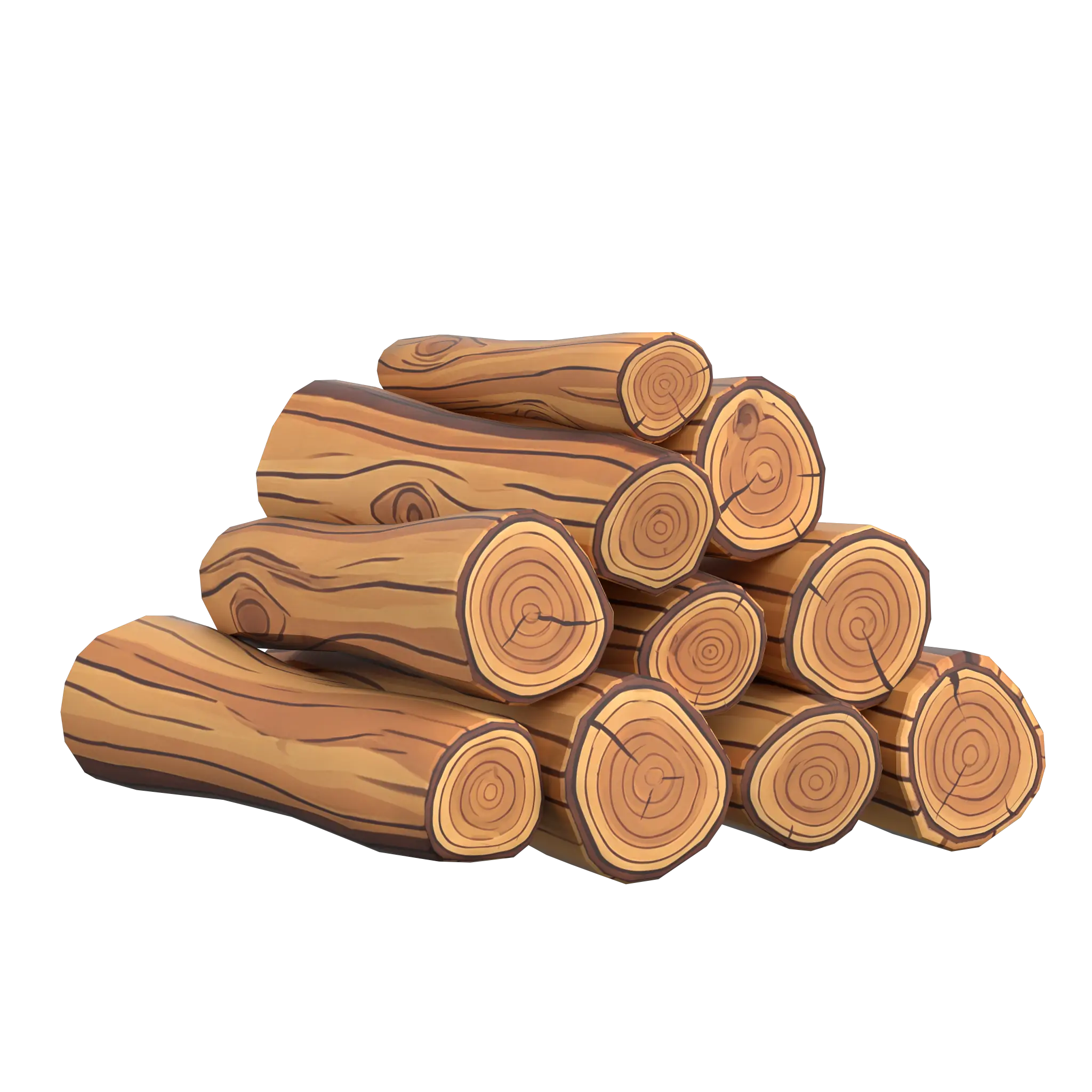 Wooden pile retextured in cartoon style